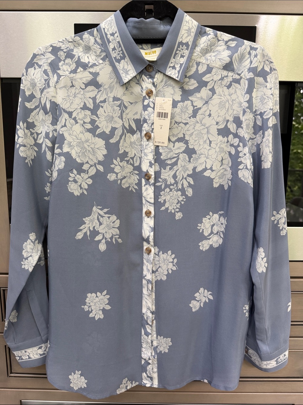 Maeve Blue Floral-Print Men's Button-Down Shirt